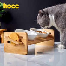猫碗双碗保护颈椎猫食盆陶瓷猫咪斜口宠物吃饭水碗猫粮幼猫碗狗碗