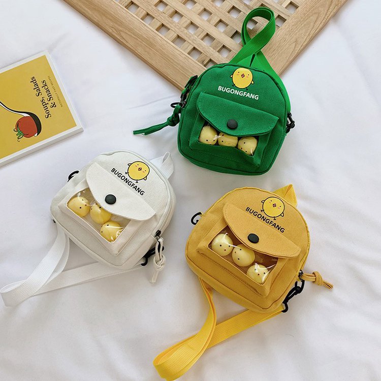 新款小圓包玩偶帆布小包包  網紅同款小雞帆布斜挎包單肩包可代發