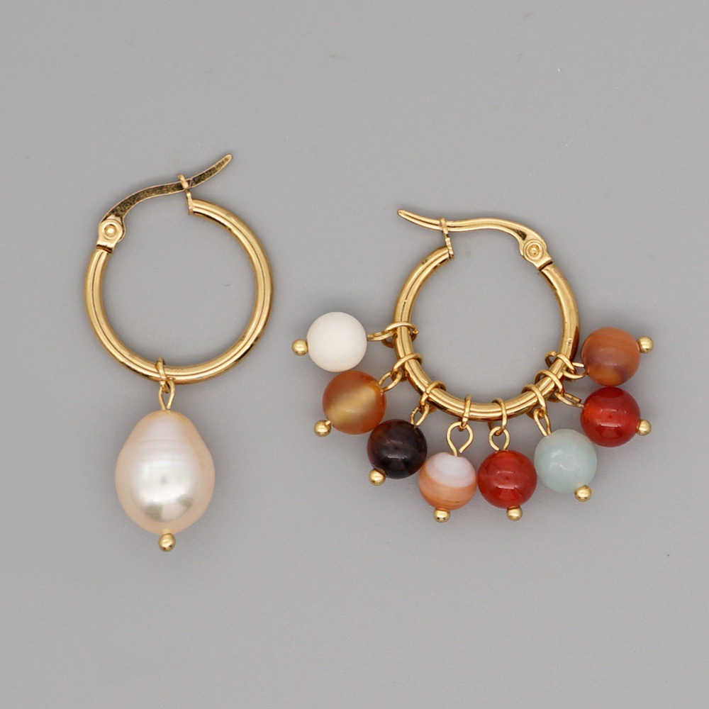 Baroque Style Natural Freshwater Pearl Retro Large Hoop Earrings display picture 5