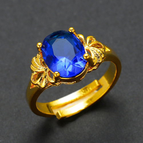 Fashionable new ring, red zircon brass gold-plated jewelry, Vietnamese sand gold jewelry, send one to your girlfriend on behalf of