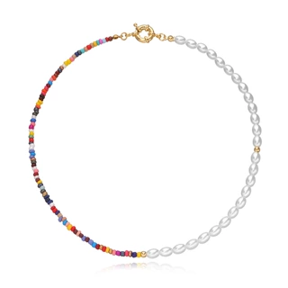 跨境新品配饰 珍珠米珠鱼线手工编织项饰 时尚波西米亚风女士项链