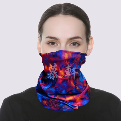 Amazon explosion models Red and blue tie-dyed Digital Printing outdoors Riding face shield Magic scarf Multipurpose Necklace