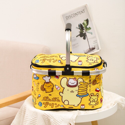 Cartoon portable ice bag outdoor cold insulation bag lunch bag large portable picnic basket thickened waterproof storage basket