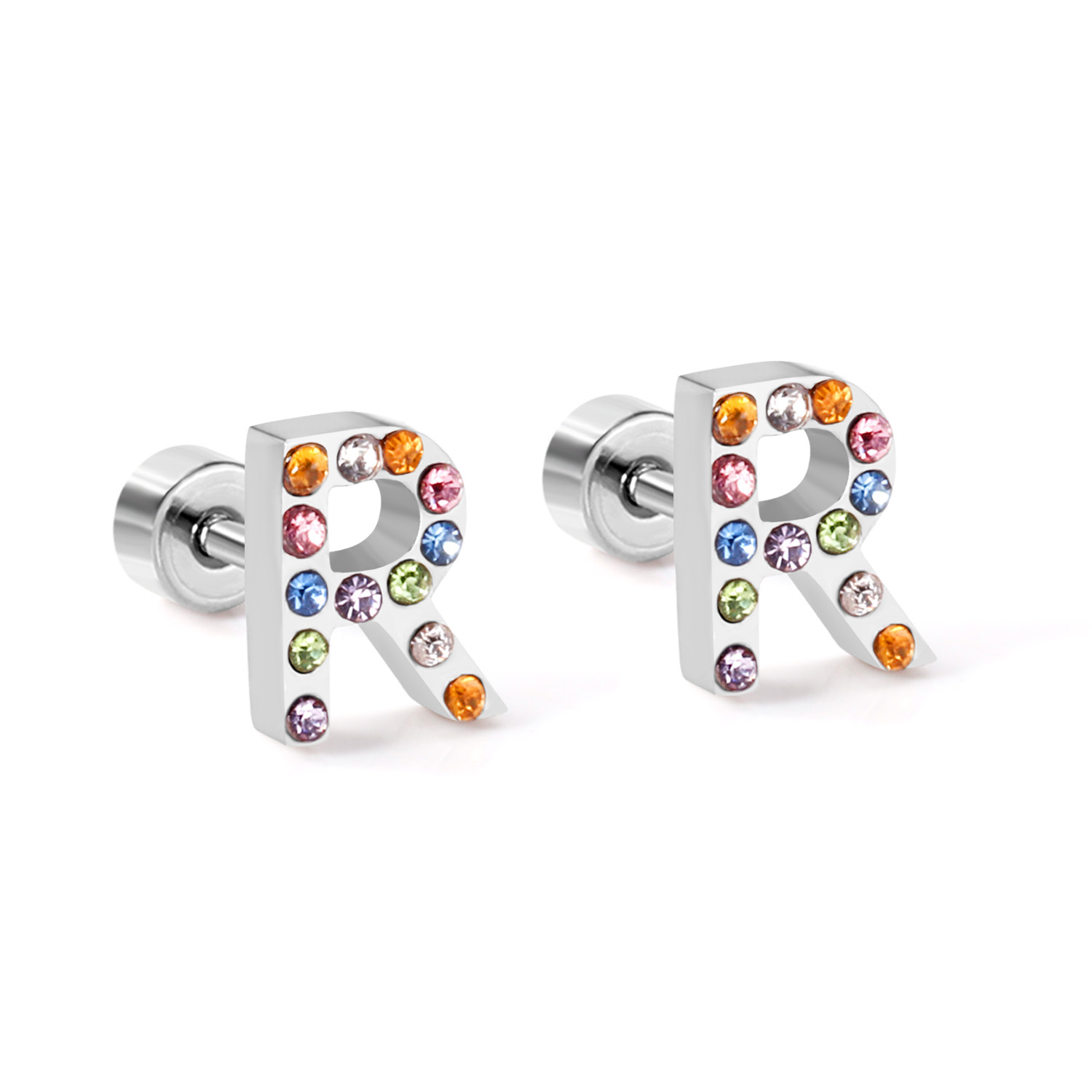Fashion Letter Stainless Steel Inlay Zircon Ear Studs 1 Pair display picture 63