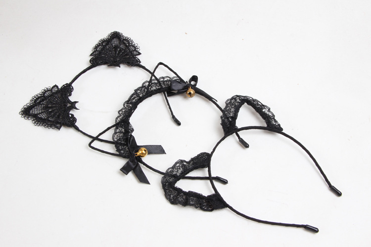 90g Weight Hair Band Hair Accessories Type 1 Piece Quantity Christmas, Daily, Party Occasion Lace Material Cat, Cat Ears Pattern Women'S Gender Cute, Retro Style Handmade, Handmade Craft Cute Retro Women'S Cat Cat Ears Lace Handmade Hair Band 8
