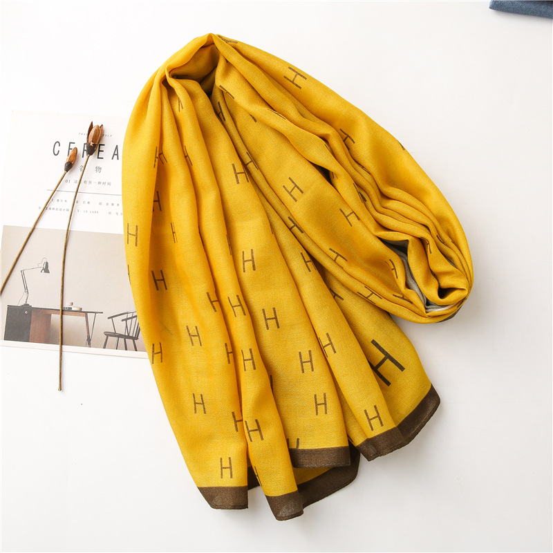 Letter Color Matching Spring And Autumn Seaside Shawl Scarf Dual-use display picture 35