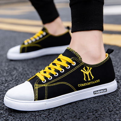 春夏季男鞋低帮帆布鞋子男潮鞋韩版学生鞋透气休闲鞋男士百搭板鞋