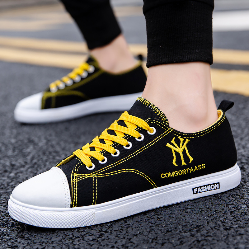 春夏季男鞋低帮帆布鞋子男潮鞋韩版学生鞋透气休闲鞋男士百搭板鞋