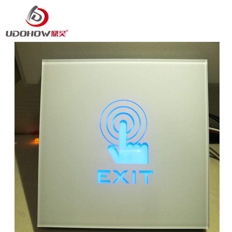 门禁出门开关 白色蓝色背光触摸式开关 防刮亚克力面板开门按钮