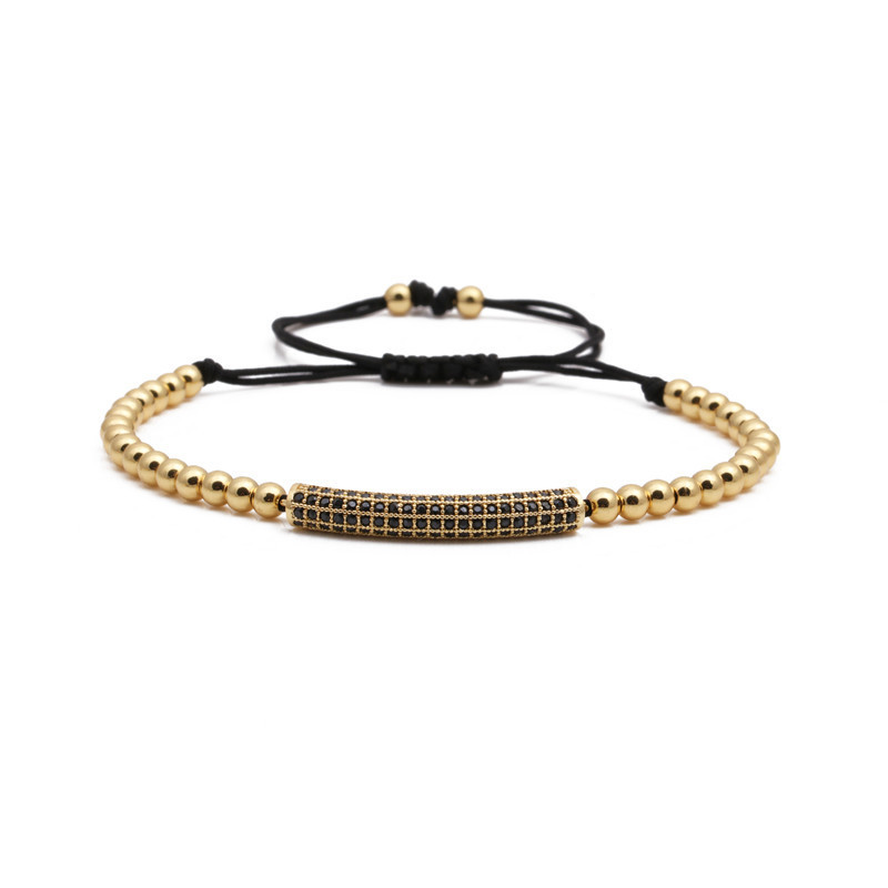 Cross-border e-commerce AliExpress Amazon popular micro-inlaid Black Diamond long elbow female male hand-knitted adjustable bracelet