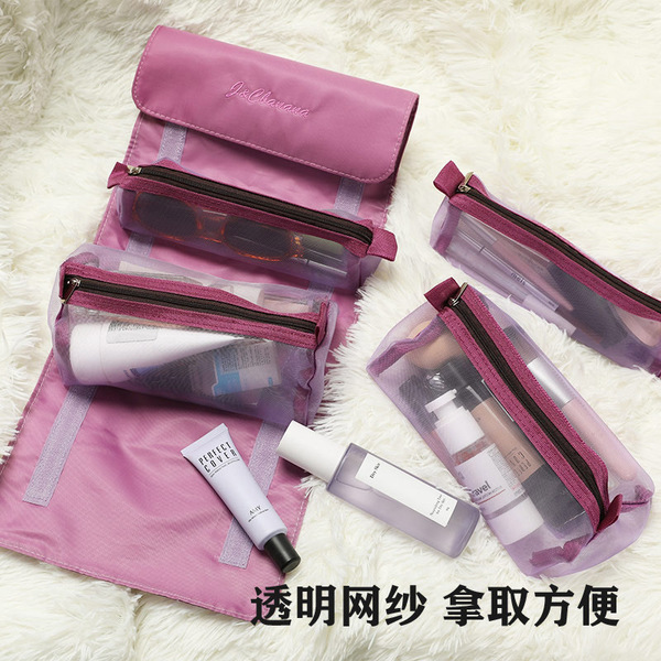 Waterproof folding capacious cosmetic bag