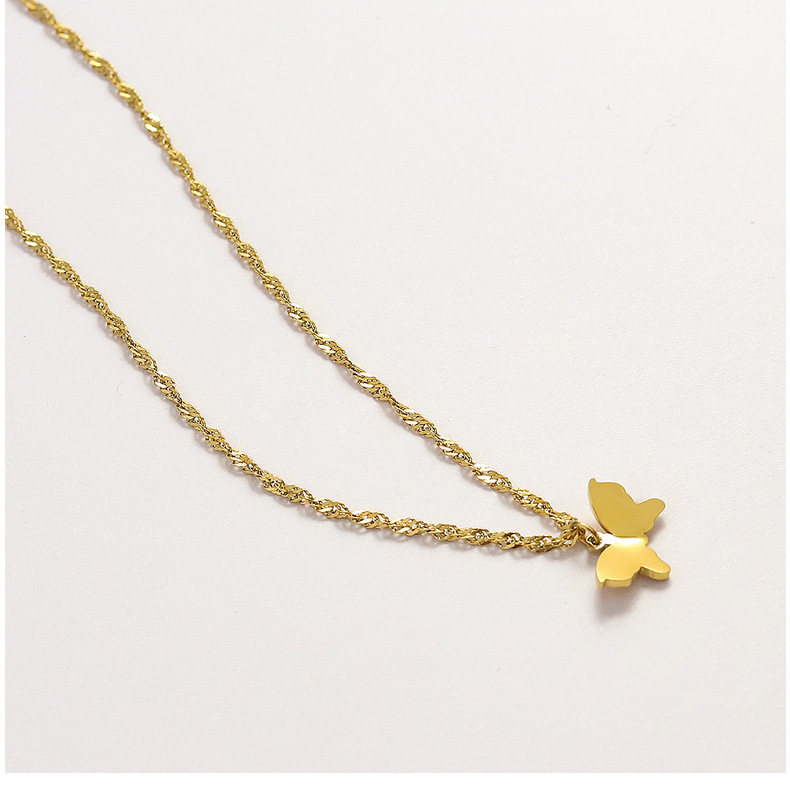 Insect Pattern PVD Coated Real Gold Plated Insect Titanium Steel Retro Waterproof Non Tarnish Necklace
