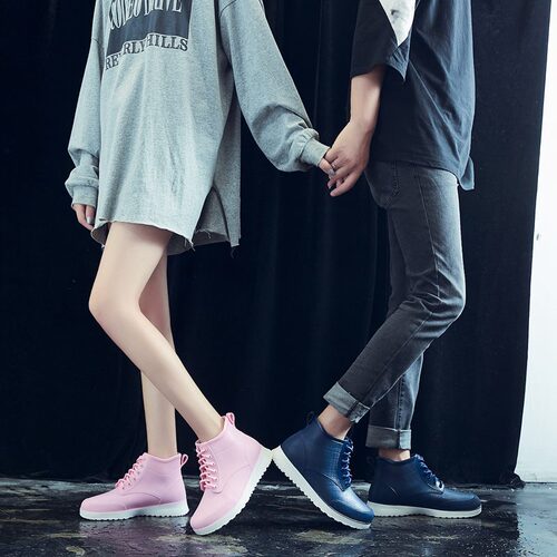 Fashion rain boots for women thick-soled short-tube anti-skid water shoes for couples street versatile rain boots soft-soled waterproof car wash rubber shoes for men
