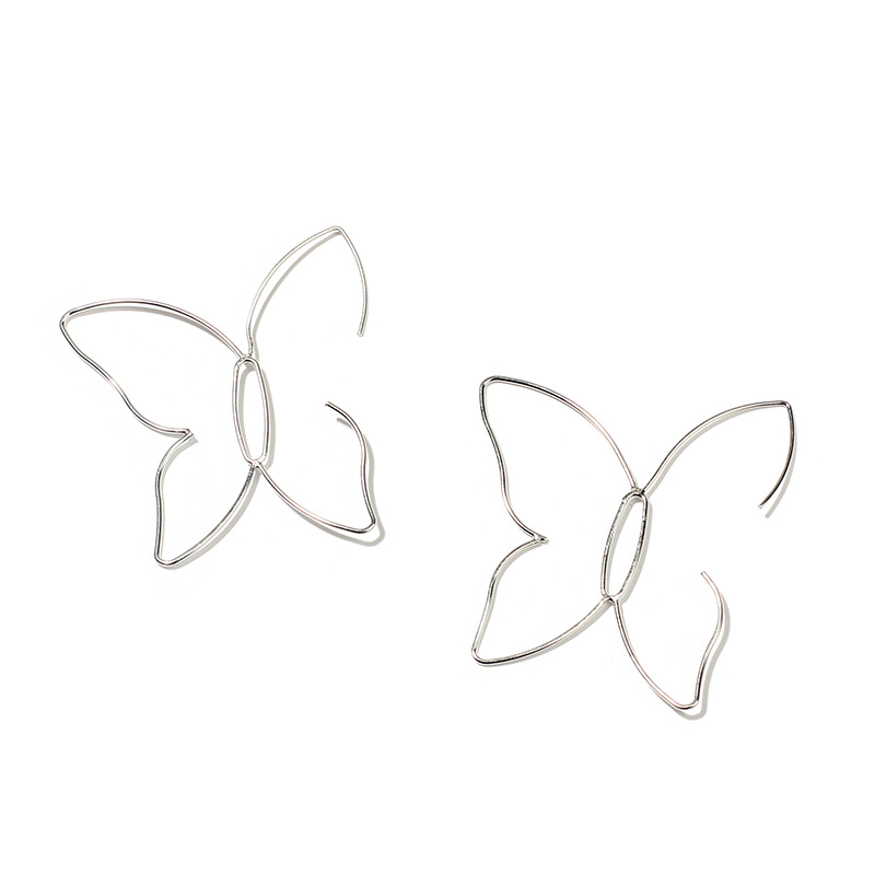 5g Weight Earrings Classification Wedding, Travel Occasion Women'S Gender Fashion Style White, Gold Color Fashion Simple Butterfly Line Hollow Earrings Simple And Large Earrings Wholesale Nihaojewelry 5