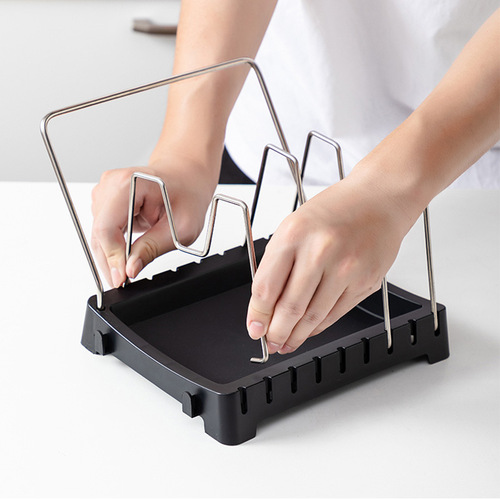 Four-bracket spacing adjustable U-shaped slot pot lid rack multi-purpose kitchen pot and dish storage and organizing rack cutting board rack