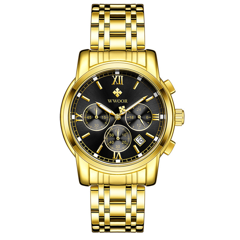 WWOOR Holding Love nuevos hombres de negocios 6-PIN reloj de cuarzo calendario impermeable reloj redondo cabeza casual Bowl Watch 8864