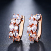 Fashionable crystal earings, zirconium, golden earrings, European style, pink gold, wholesale