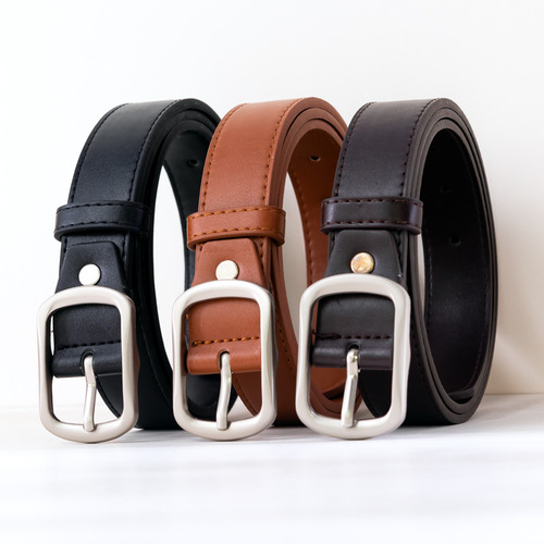 Women's Belt with Side Buckle, Instagram Style Fashion, Korean Version, Simple and Versatile, Decorative Black Jeans Belt