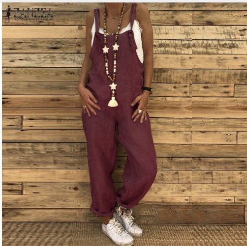 Ladies Casual Loose Suspenders Jumpsuit Plus Size Overalls NSYF3650