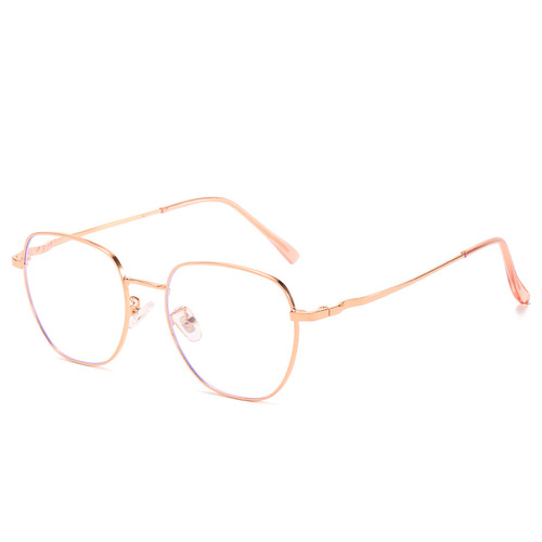 New anti-blue light glasses flat glasses for women with myopia glasses polygonal frame retro metal myopia glasses