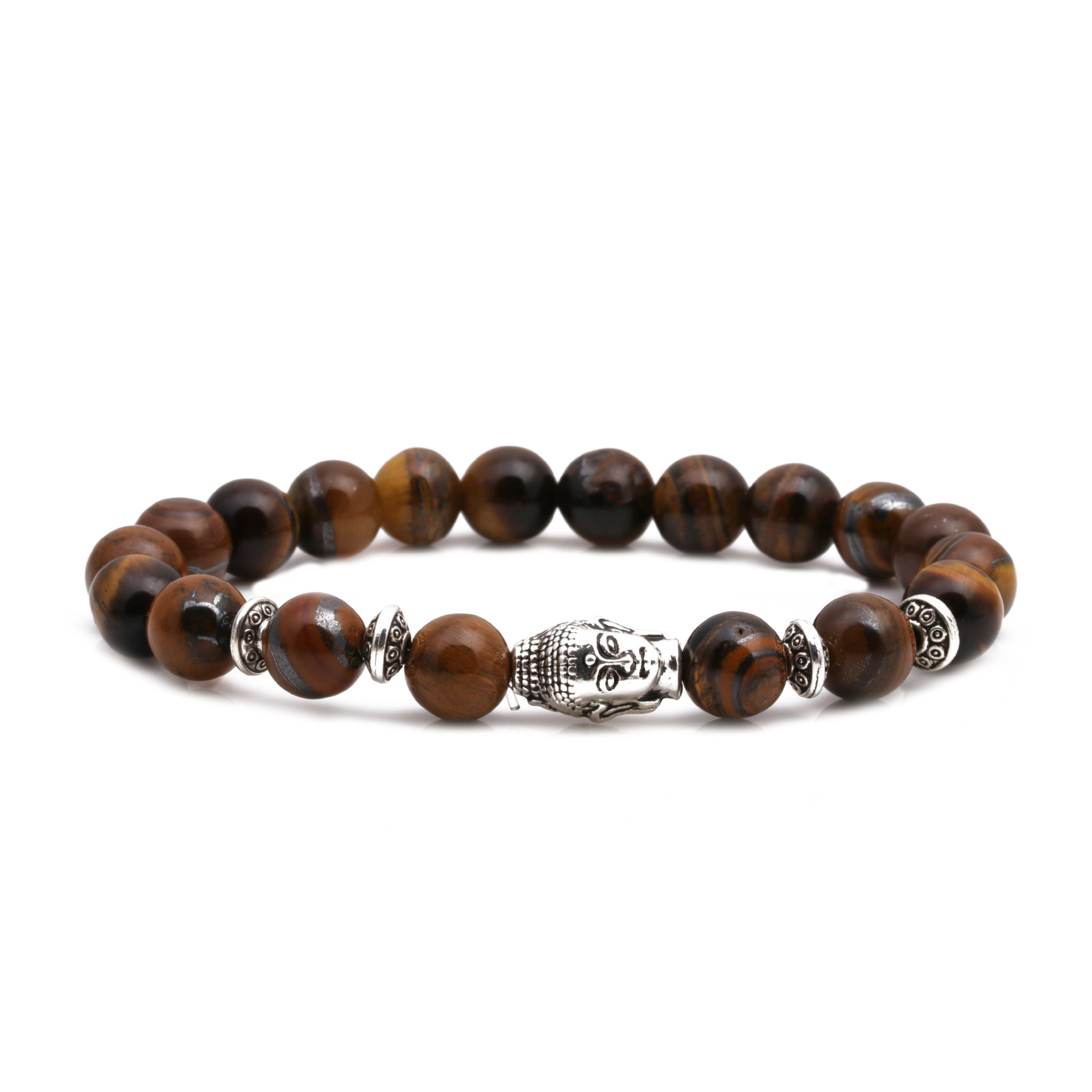 Ojo De Tigre Piedra Búho Buda Cabeza Curva Conjunto Pulsera Cabeza De León Pulsera Con Cuentas De Elefante display picture 8