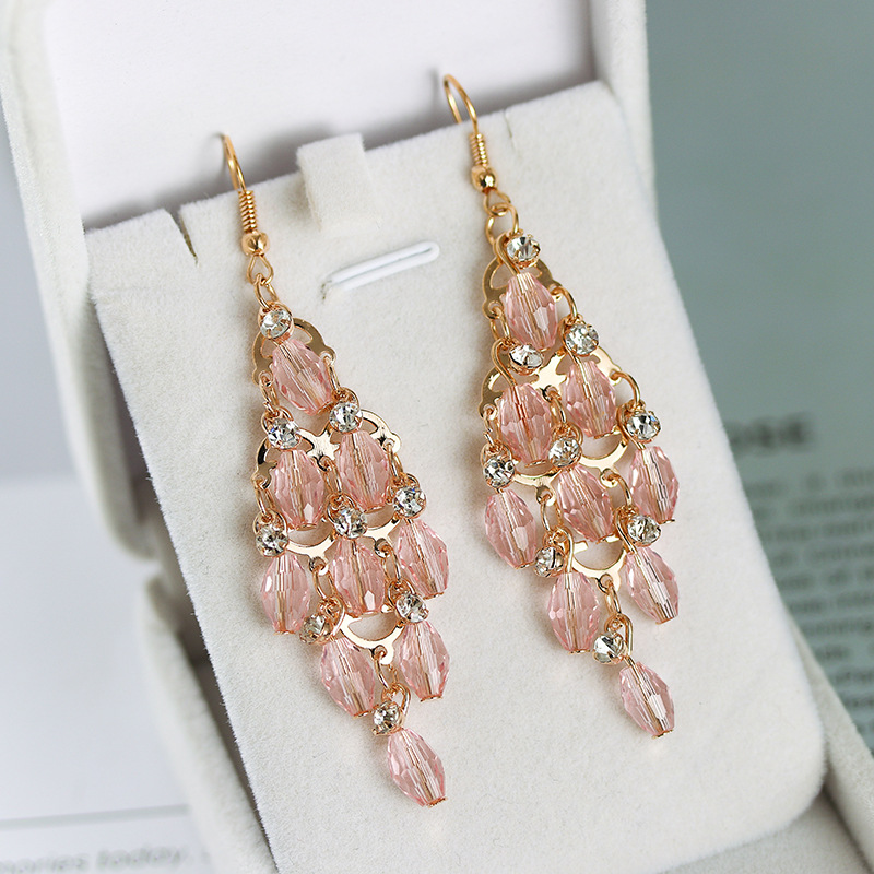 Simple New Multi-layer Hollow Geometric Crystal Earrings Wholesale display picture 2
