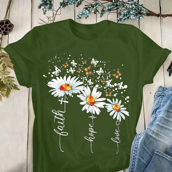 Women's T-shirt Short Sleeve T-shirts Printing Fashion Flower display picture 1