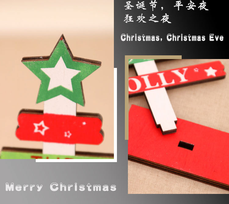 110g Weight Christmas Festival Multicolor Color Christmas Decorations Wooden Diy Mini English Alphabet Christmas Tree Desktop Office Decorations 6