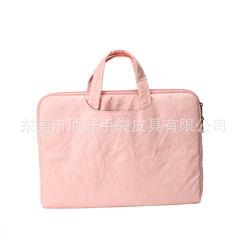 New Pink Rubbed Dupont Paper Computer Cosmetics Bag, Multi-functional Portable Tektronix Computer Bag, Manufacturer Customization