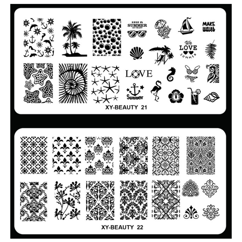 Plantilla de impresión de manicuras DIY película azul esmalte de uñas pintado placa de acero XY-BEAUTY32
