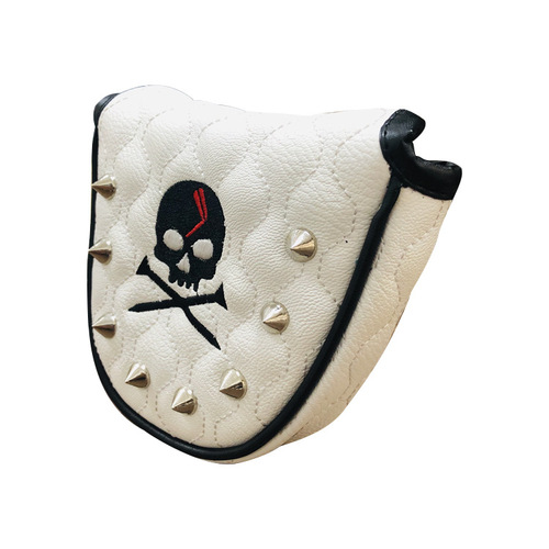 Korean version semi-circle skull golf putter cover PU waterproof magnet closed protective cover hat cover rivet club cover