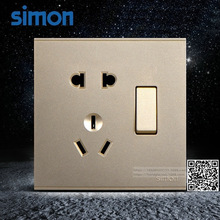 西蒙 simon E6系列 二三极插座加一位单极开关(香槟)721086-46