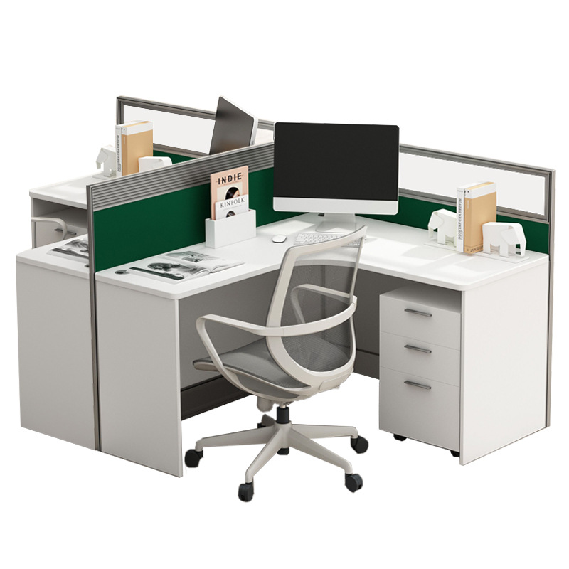 双人位L型办公桌电脑桌屏风卡位员工隔断工作台公司办公桌椅组合