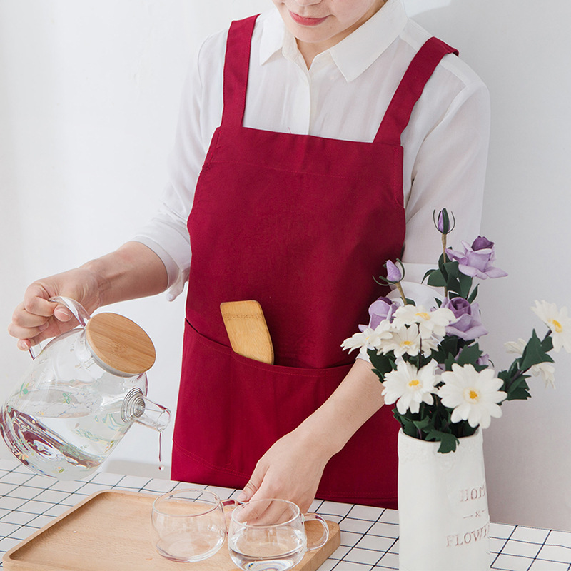 Estilo coreano moda cocina caliente pot tienda de flores frescas alimentos frescos supermercado chef TRABAJO ROPA delantal personalizado LOGO impresión