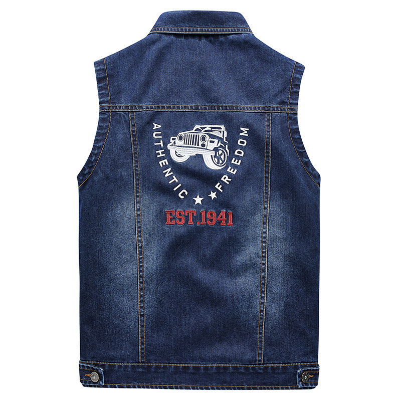Primavera y otoño transfronterizo nuevos hombres al aire libre moda casual europea y americana Denim chaleco hombres más tamaño solapa chaleco
