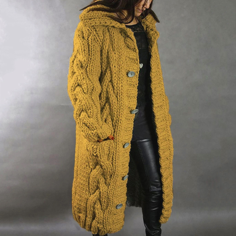 Women's solid color knitted sweater loose coat plus size sweater_voghion.com