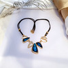 Fashionable retro necklace, triangle, crystal, chain for key bag , Japanese and Korean, with gem, wholesale