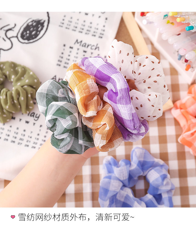 Korean College Style Sub Hair Scrunchies Simple Wild Chiffon Hair Ring Head Rope Check Rubber Band Ring Wholesale Nihaojewelry display picture 8