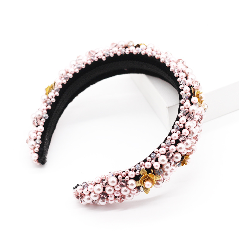 New Fashion Luxury Crystal Beaded Metal Flower Headband Nihaojewelry Wholesale display picture 5