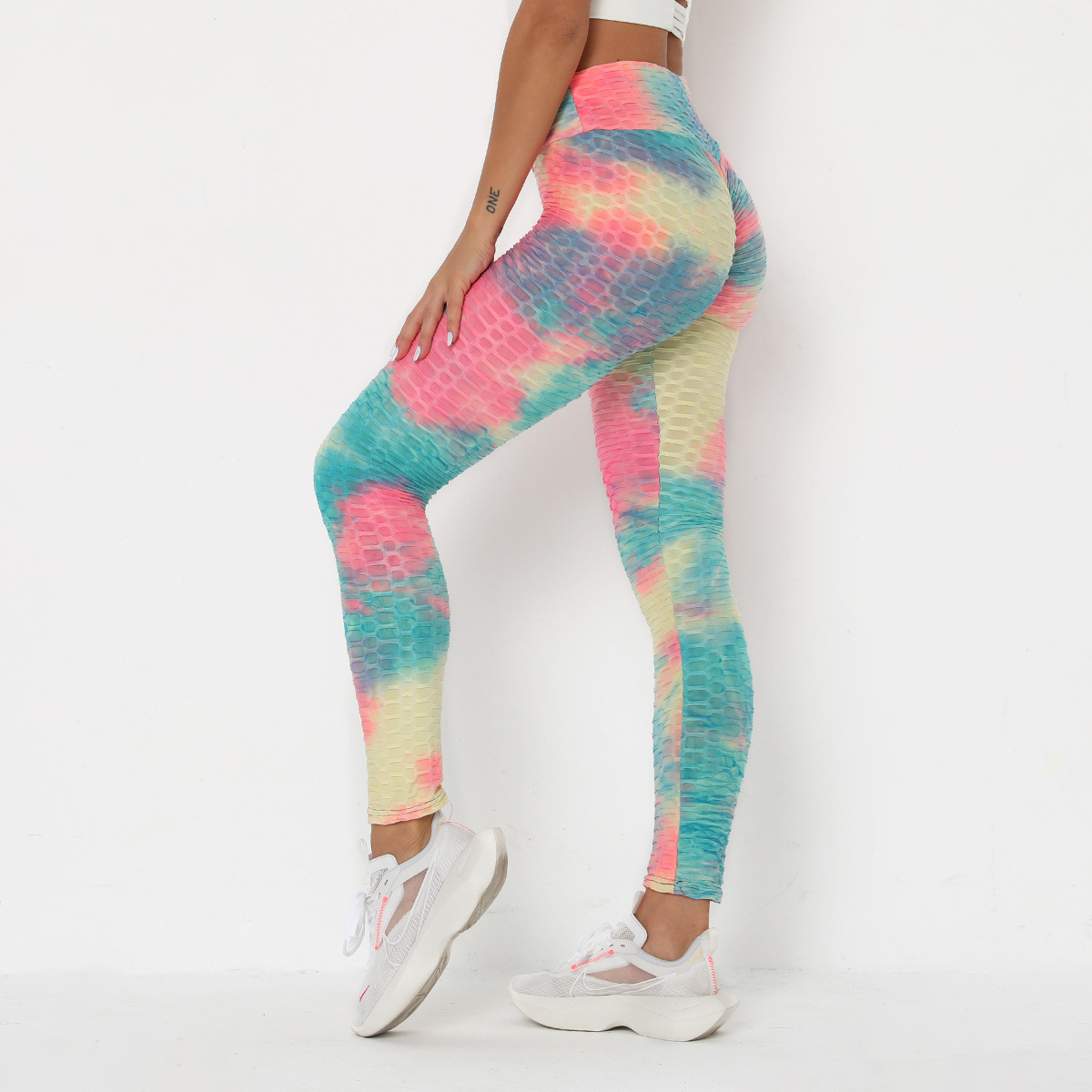 pantalones de yoga con efecto tie-dye en jacquard de tinta NSNS11006