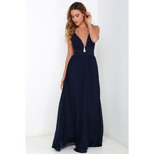 LD1002速卖通wish 深v领无袖吊带后背交叉细带雪纺连衣裙