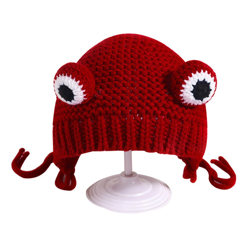 2pcs Children todderls baby knitted hat Cartoon baby frog woolen hat Winter warm hat for boy girls