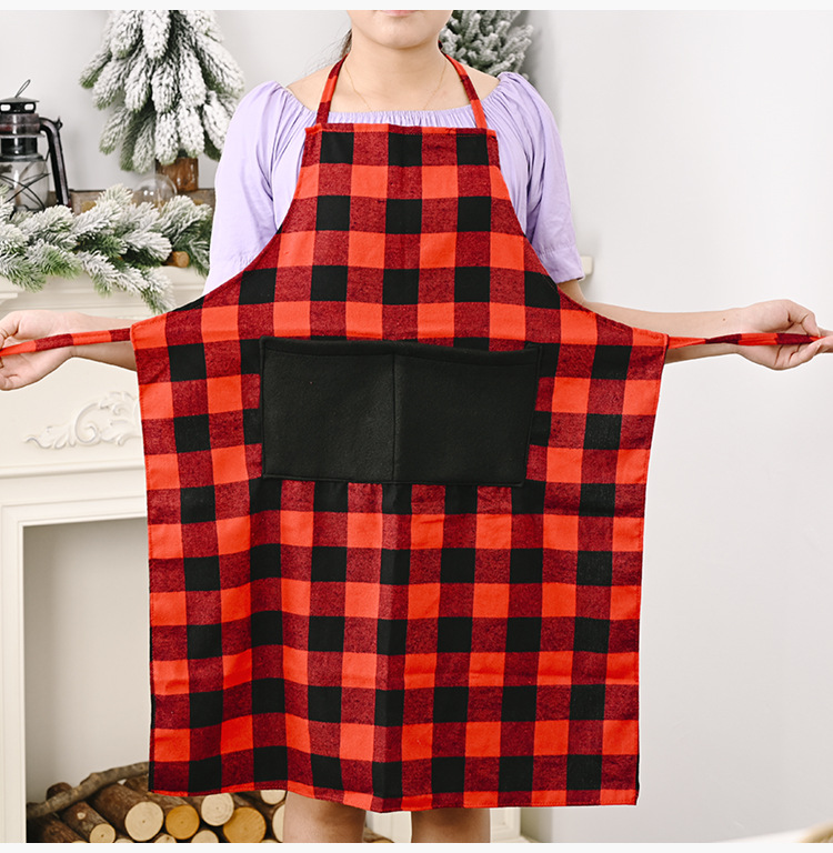 Christmas Decoration Supplies Red And Black Plaid Apron display picture 5