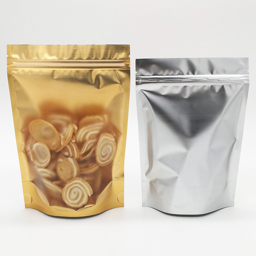 Factory direct sales dumb aluminum inner gold yin and yang self-standing bag frosted aluminum foil ziplock bag seal bag food seal bag