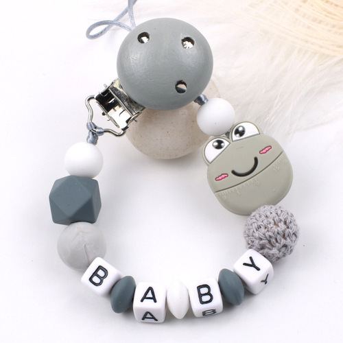 Amazon's new cartoon frog silicone pacifier chain INS baby teether soothes and prevents the chain from falling off baby products