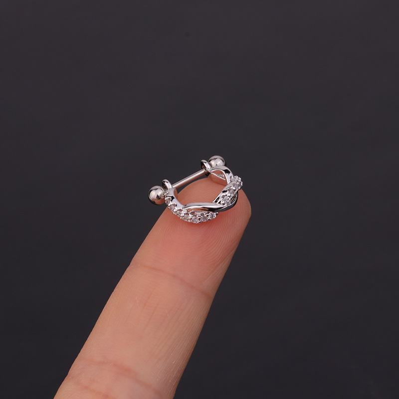Ear Cartilage Rings & Studs Fashion U Shape 316 Stainless Steel  Copper Inlaid Zircon display picture 7
