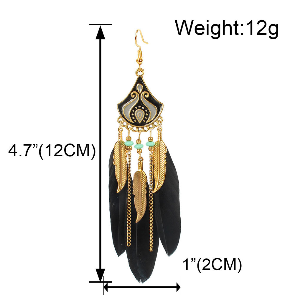 Bohemian Creative Feather Earrings Rice Bead Earrings Water Drop Tassel Ear Jewelry Wholesale Nihaojewelry display picture 1