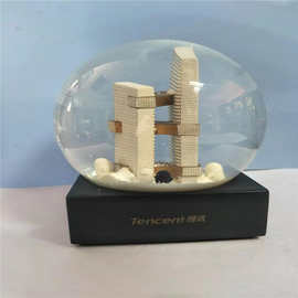厂家来图来样定制树脂内景建筑水晶球玻璃雪花球音乐铃水球工艺品