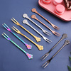 Set stainless steel, fruit fork, flowered