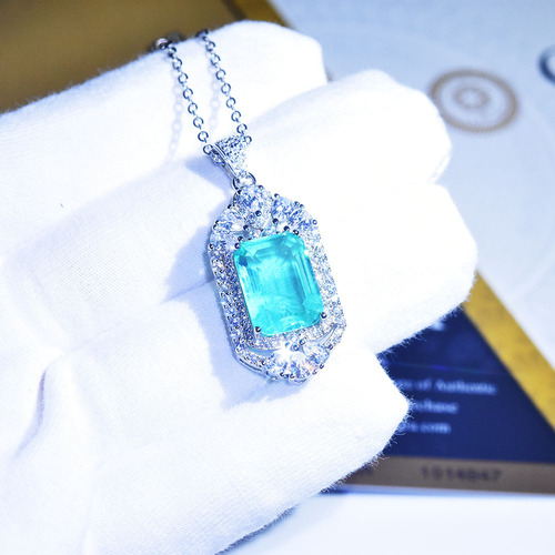 Kuaishou Live Imitation Natural Cotton Fluff Emerald Pendant Platinum 950 Luxury Full Diamond Necklace for Women